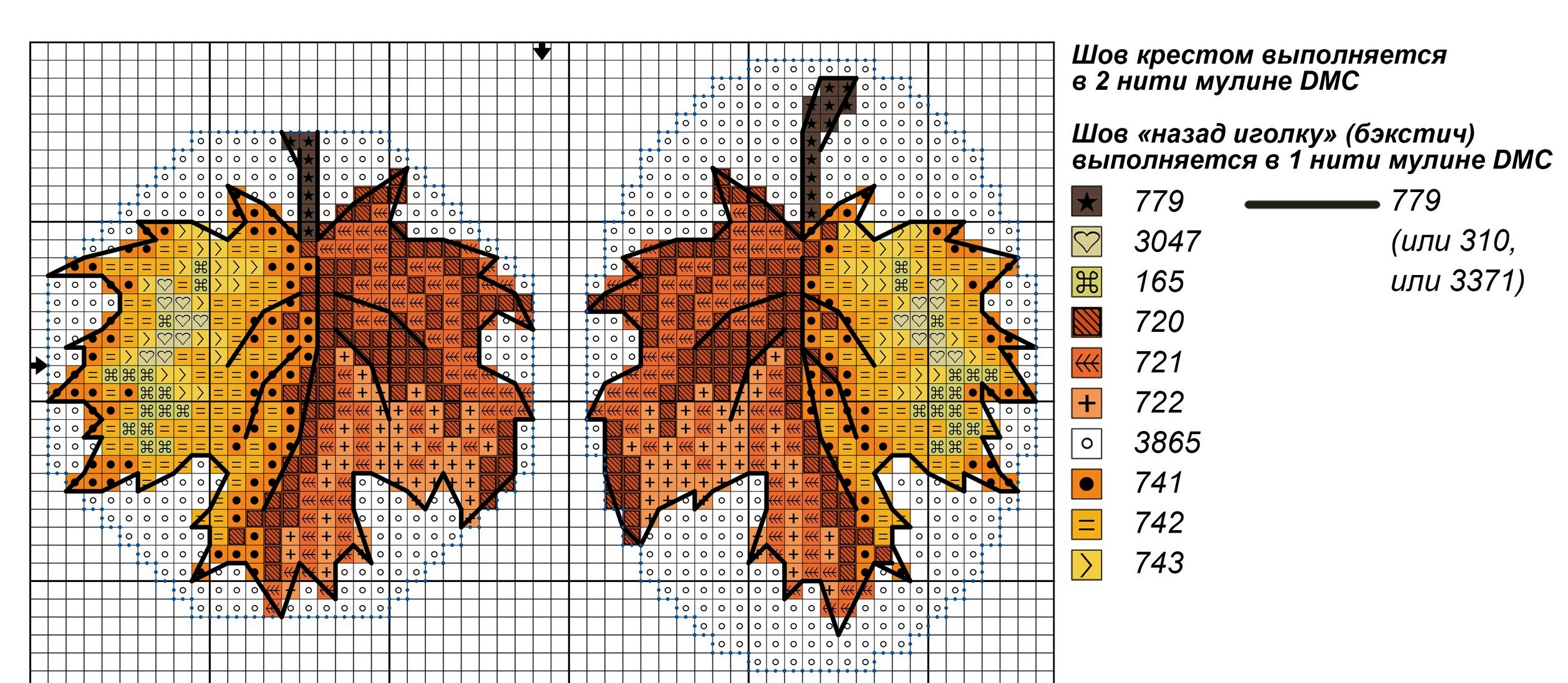 Вышивка крестом осенние листья схемы